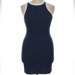 Skims Navy and White Ribbed Bodycon Tank Dress